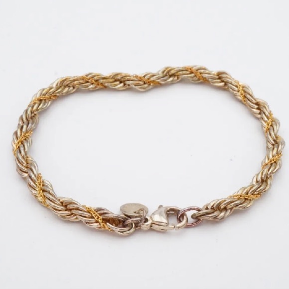 SOLD - Authentic Vintage Tiffany & Co. 18k Gold & 925 Rope Chain Bracelet 7.5” - Picture 6 of 10